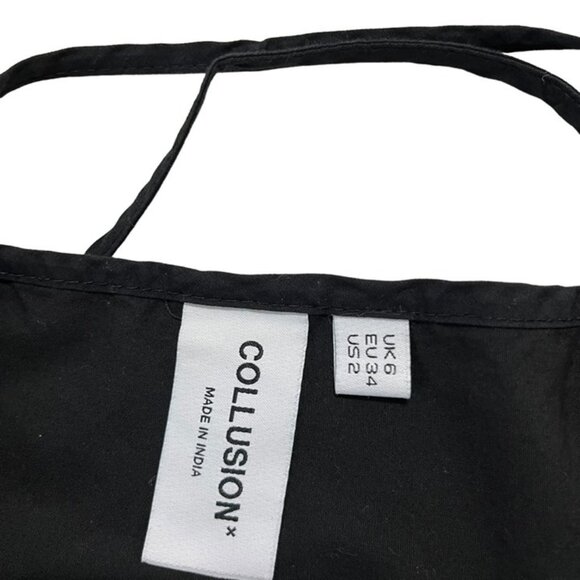 Collusion dress  XS US 2 black cotton cross back straps midi ASOS - Picture 3 of 6